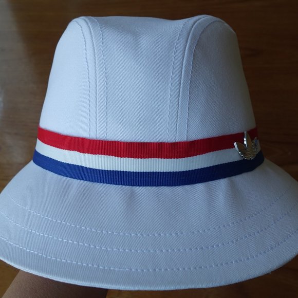 Adidas white cotton fedora hat Medium MED - Picture 3 of 14